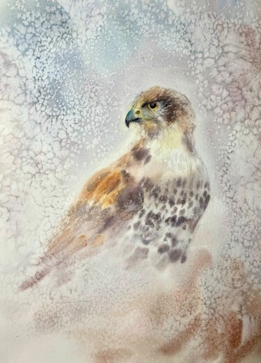 Malerei mit dem Titel "Falke" von Jelena Nemeth, Original-Kunstwerk, Aquarell