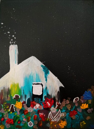 Peinture intitulée "La maison fleurie" par Jérémy Magnanou (Jemy-Art), Œuvre d'art originale, Acrylique Monté sur Châssis en…