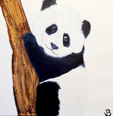 Painting titled "Panda" by Jen Baum, Original Artwork, Acrylic