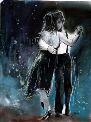 Peinture intitulée "tango" par Jena Polak, Œuvre d'art originale, Aquarelle