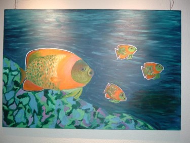 Pintura intitulada "tropical fishes" por Jene Nesheiwat, Obras de arte originais