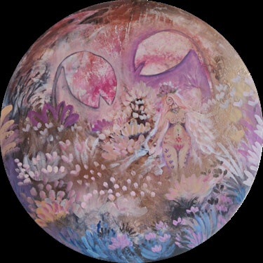 「Garden of Venus」というタイトルの絵画 Jenni Emilia Pennanenによって, オリジナルのアートワーク, オイル その他の剛性パネルにマウント