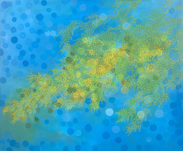 Peinture intitulée "Through the Wattle…" par Jennifer Bell, Œuvre d'art originale, Acrylique Monté sur Châssis en bois