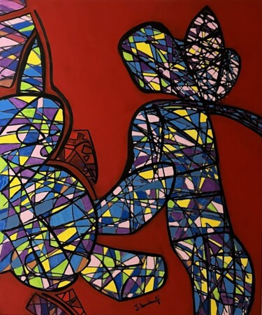 Painting titled "Pâques ll" by Jennifer Bouchouafi, Original Artwork, Acrylic