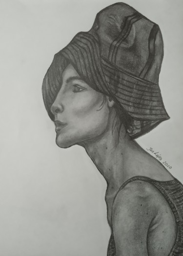 Σχέδιο με τίτλο "Mujer 2" από Jennifer Lopez, Αυθεντικά έργα τέχνης, Γραφίτης