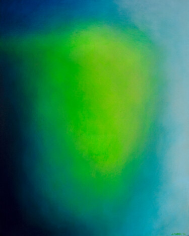 「Algae Soup」というタイトルの絵画 Jennifer Morrisによって, オリジナルのアートワーク, アクリル ウッドストレッチャーフレームにマウント
