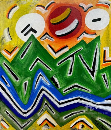 绘画 标题为“Chromatic Horizons…” 由Jeongyeon Kim (J.Y.KIM), 原创艺术品, 丙烯 安装在木板上