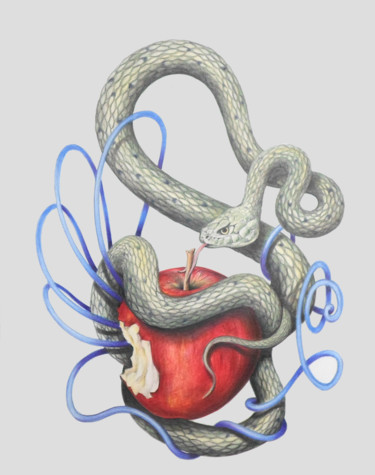 Tekening getiteld "Le gardien du fruit…" door Jérémy Piquet, Origineel Kunstwerk, Potlood Gemonteerd op Karton