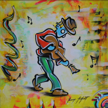 Painting titled "Le guitariste - 30…" by Jérémy Piquet, Original Artwork, Acrylic Mounted on Wood Stretcher frame