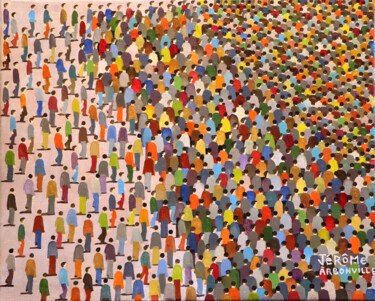 Peinture intitulée "Mouvement de foule…" par Jérôme Arbonville, Œuvre d'art originale, Huile