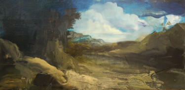 Malerei mit dem Titel "Paysage dans la Brû…" von Jérôme Bouscarat, Original-Kunstwerk, Öl