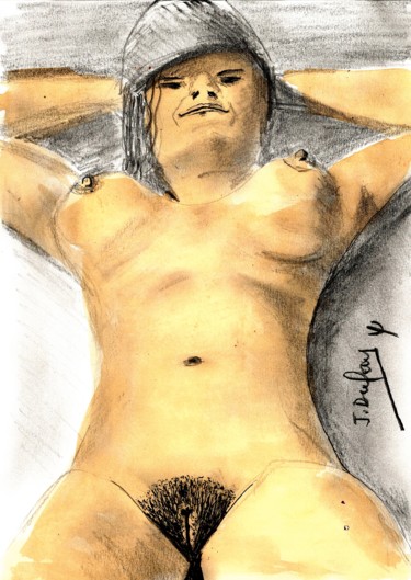 Drawing titled "Bain de soleil" by Jérôme Dufay, Original Artwork, Ink