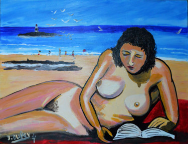 Peinture intitulée "La lectrice" par Jérôme Dufay, Œuvre d'art originale, Acrylique Monté sur Châssis en bois