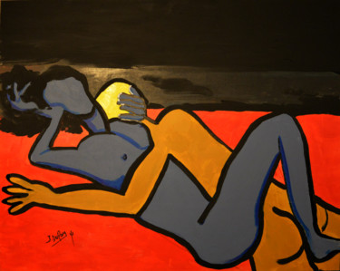 Ζωγραφική με τίτλο "Par une nuit de nou…" από Jérôme Dufay, Αυθεντικά έργα τέχνης, Ακρυλικό Τοποθετήθηκε στο Ξύλινο φορείο σ…