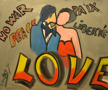 Pintura titulada "La paix se conjugue…" por Jérôme Dufay, Obra de arte original, Oleo Montado en Bastidor de camilla de made…