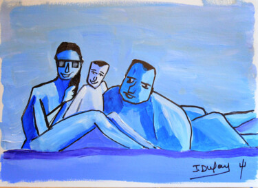 Картина под названием "La famille au soleil" - Jérôme Dufay, Подлинное произведение искусства, Акрил
