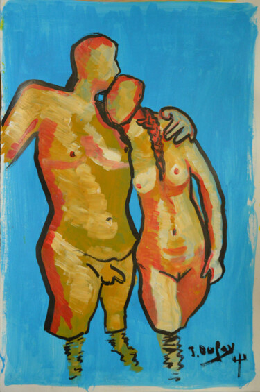 Schilderij getiteld "Les amoureux de Leu…" door Jérôme Dufay, Origineel Kunstwerk, Acryl