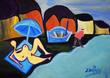 Картина под названием "Le bain de pied de…" - Jérôme Dufay, Подлинное произведение искусства, Масло Установлен на Деревянная…