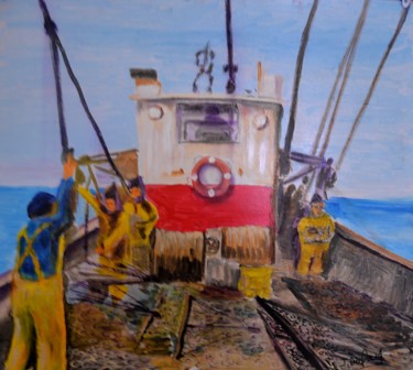 Pittura intitolato "Les pêcheurs de coq…" da Jérôme Dufay, Opera d'arte originale, Acrilico