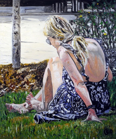 「La jeune fille sur…」というタイトルの絵画 Jerome Labrunerie (GEO)によって, オリジナルのアートワーク, オイル