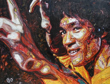 Painting titled "Bruce Lee" by Jerome Labrunerie (GEO), Original Artwork, Oil