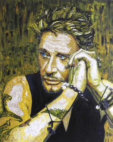 Pintura titulada "Johnny Halliday" por Jerome Labrunerie (GEO), Obra de arte original, Oleo Montado en Bastidor de camilla d…