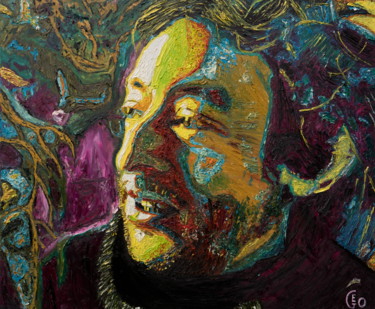 "Serge Gainsbourg" başlıklı Tablo Jerome Labrunerie (GEO) tarafından, Orijinal sanat, Petrol Ahşap Sedye çerçevesi üzerine m…