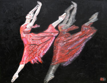 Painting titled "Pointes 3" by Jerome Labrunerie (GEO), Original Artwork, Oil Mounted on Wood Stretcher frame