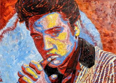 Ζωγραφική με τίτλο "Elvis-Presley" από Jerome Labrunerie (GEO), Αυθεντικά έργα τέχνης, Λάδι Τοποθετήθηκε στο Ξύλινο φορείο σ…