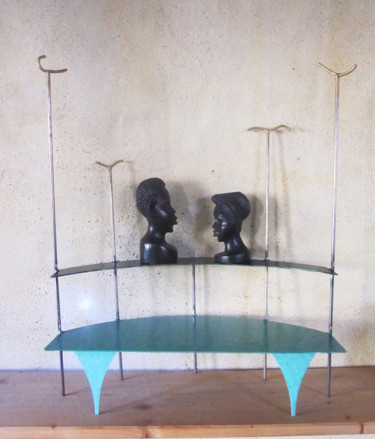 Skulptur mit dem Titel "Visages muets" von Jérôme Danikowski, Original-Kunstwerk, Metalle