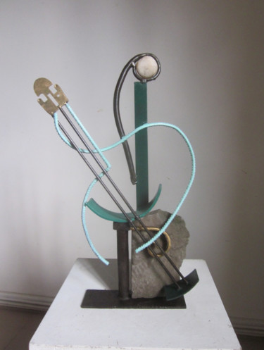 Sculpture titled "Guitariste 3" by Jérôme Danikowski, Original Artwork, Metals