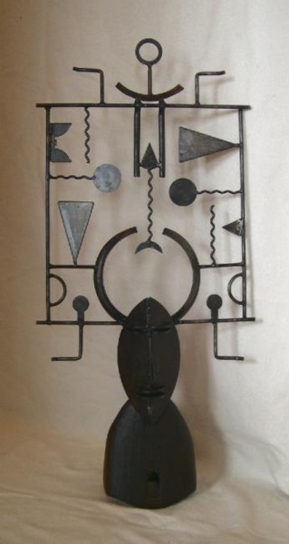 Sculpture titled "Masque cimier" by Jérôme Danikowski, Original Artwork