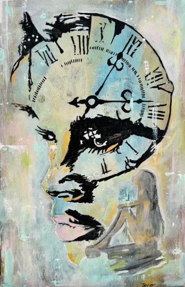 Malerei mit dem Titel "TIME" von Jerónimo Diaz, Original-Kunstwerk, Acryl