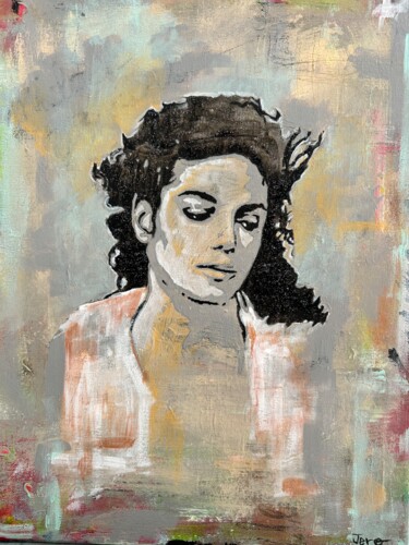 Painting titled "Michael jackson" by Jerónimo Diaz, Original Artwork, Acrylic Mounted on Wood Stretcher frame