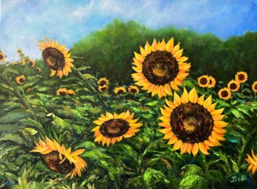 Pintura intitulada "Blooming in the sun" por Jesline Er, Obras de arte originais, Acrílico Montado em Armação em madeira