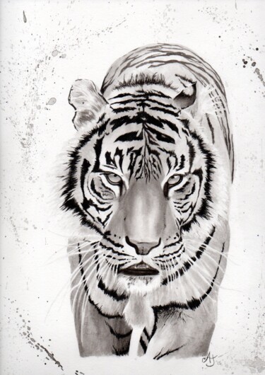 Malerei mit dem Titel "Tiger Tiger" von Jessica Altera, Original-Kunstwerk, Tinte