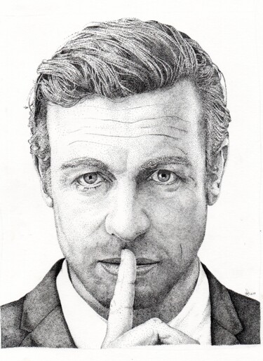 Drawing titled "Simon Baker" by Jessica Altera, Original Artwork, Ink