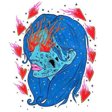绘画 标题为“LOVE IS BURNING” 由Jessica Chabert, 原创艺术品, 水粉