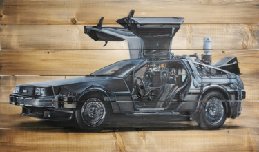 Peinture intitulée "DeLorean" par Jessica Renault, Œuvre d'art originale, Aérographe