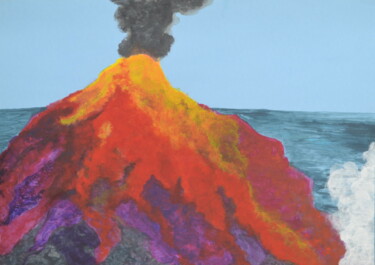 Painting titled "Volcano Blows" by Jessie Moerk Nee Hogg, Original Artwork, Acrylic