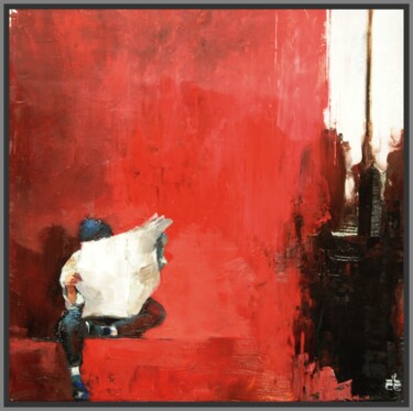 Картина под названием "Entre rouge et noir" - Jicé, Подлинное произведение искусства, Масло
