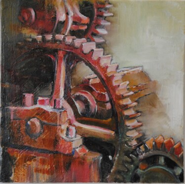 Painting titled "Le vieux moulin" by Jicé, Original Artwork, Oil Mounted on Wood Panel