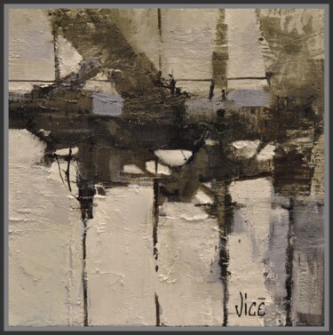 Картина под названием "La ligne noire" - Jicé, Подлинное произведение искусства, Масло Установлен на картон