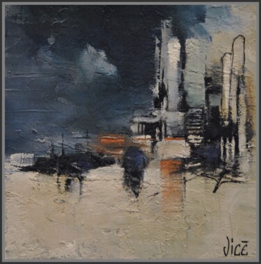 Pintura intitulada "Blue hour" por Jicé, Obras de arte originais, Óleo Montado em Cartão