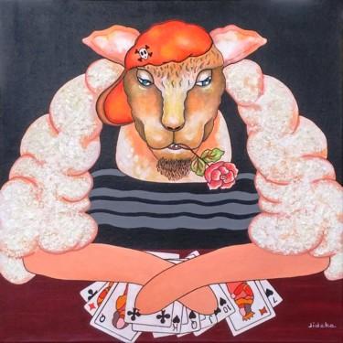 Peinture intitulée "Mouton tricheur !…" par Jocelyne Deschamps-Kus, Œuvre d'art originale, Acrylique Monté sur Châssis en bo…