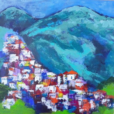 Pittura intitolato "Pueblo Blanco,Moncl…" da Jill Carrott, Opera d'arte originale, Acrilico
