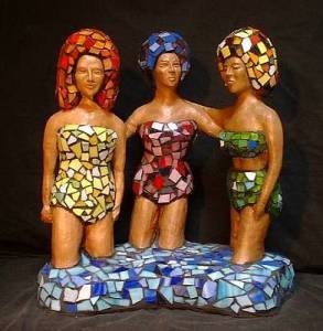 Sculpture titled "Aqua Trio" by Jill Nassau, Original Artwork, Other