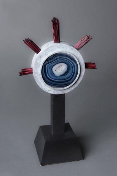Sculpture intitulée "Blue Brazilian Agat…" par Jim Harman, Œuvre d'art originale, Métaux