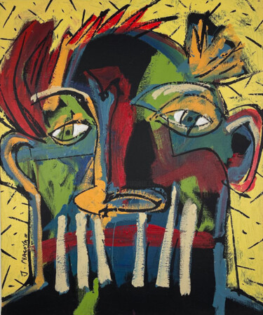 Картина под названием "L'Homme aux Lauriers" - Jim Nagoya, Подлинное произведение искусства, Акрил Установлен на Деревянная…