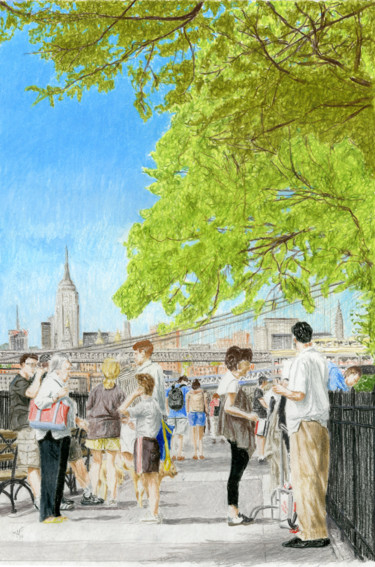 Pittura intitolato "Brooklyn Heights Pr…" da Jim Fischer, Opera d'arte originale, Matite colorate